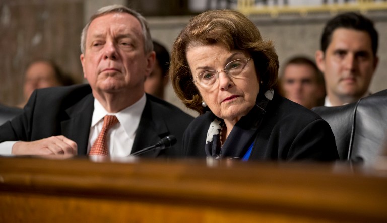 Sens. Dianne Feinstein of California and Dick Durbin of Illinois forced a litmus test on When Amy Coney Barnett, a law professor from Notre Dame. (AP Photo/J. Scott Applewhite)