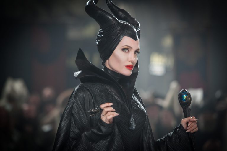 This photo released by Disney shows Angelina Jolie in a scene from the film, 
