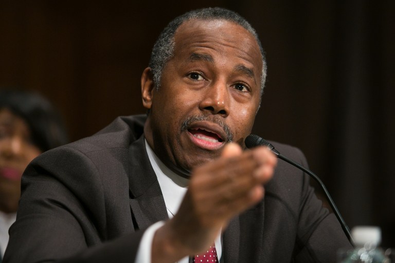 Ben Carson had an extended back-and-forth with Elizabeth Warren about President-elect Trump and whether he would direct any money as secretary that would benefit Trump and his real estate holdings. (Graeme Jennings/Examiner)