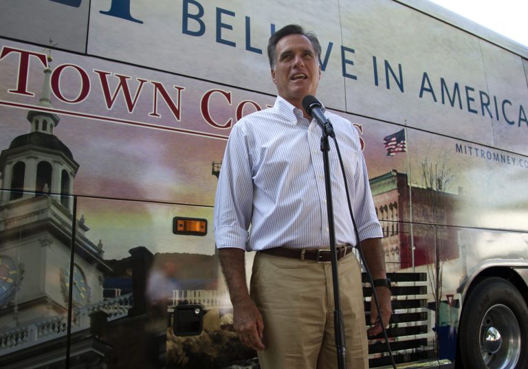 In this June 19, 2012 file photo, Republican presidential candidate, former Massachusetts Gov. Mitt Romney talks about the vetting of a vice presidential running mate in Holland, Mich.(AP Photo/Evan Vucci, File)