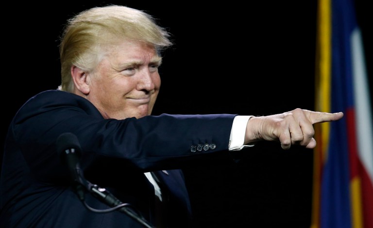 Donald Trump will unleash his first volley of TV ads in battleground states on Friday, according to a campaign adviser. (AP Photo/David Zalubowski)