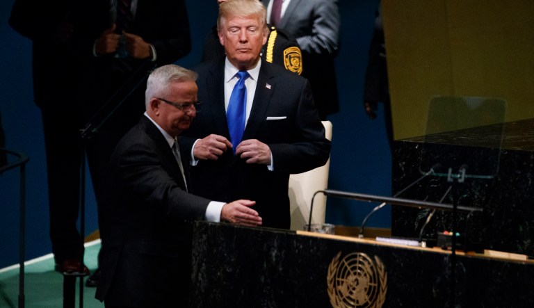 President Donald Trump arrives to deliver a speech to the United Nations General Assembly, Tuesday, Sept. 19, 2017, in New York. (AP Photo/Evan Vucci)