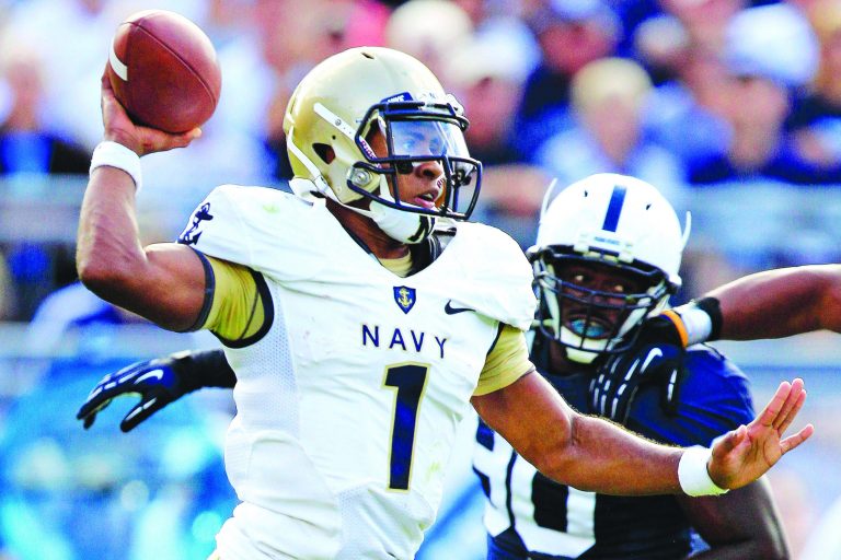 Rob Carr/Getty Images
Navy's Trey Miller couldn't get going against Penn State, finishing with 17 yards passing and 21 yards rushing on 18 carries.