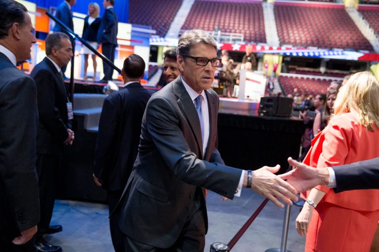 Rick Perry's financially strapped presidential campaign confirmed late Tuesday that it has stopped paying its national staff for the time being. (AP)