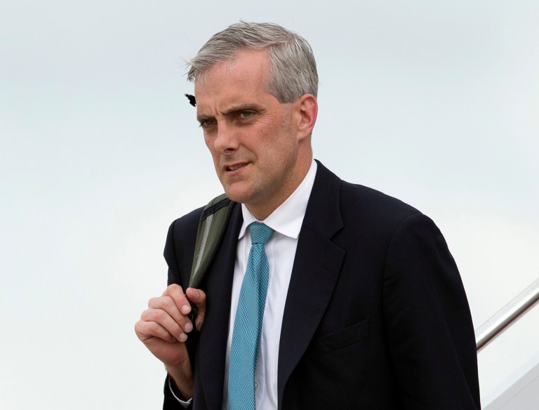 In this photo taken May 19, 2013 White House Chief of Staff Denis McDonough returns to Andrews Air Force Base, Md., after a trip with President Barack Obama. In speculation about a White House shake-up after the midterms, McDonough was seen as a likely candidate to leave the administration. (AP Photo/Carolyn Kaster, File)