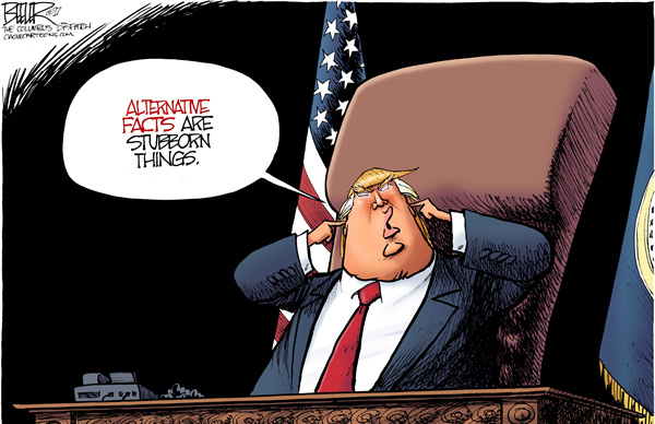 Editorial cartoon: Stubborn alternative facts