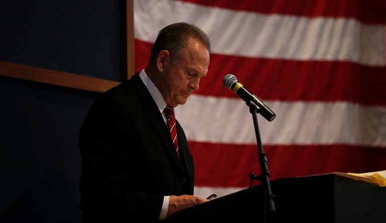 President Trump said Friday that former Alabama Chief Justice and U.S. Senate candidate Roy Moore would be more likely lose the general election to the Democratic candidate. (AP Photo/Brynn Anderson)