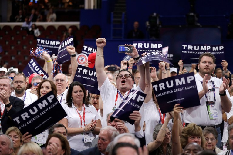 The D.C. delegation announced on the convention floor during the Republican National Convention's nominating process that 10 delegates were duty bound to vote for Sen. Marco Rubio and nine were bound to vote for Ohio Gov. John Kasich. (AP Photo/John Locher)