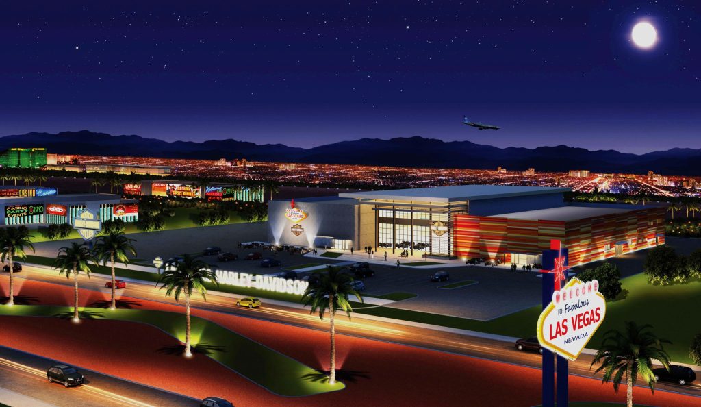 Giant Harley dealership opening next to Vegas sign