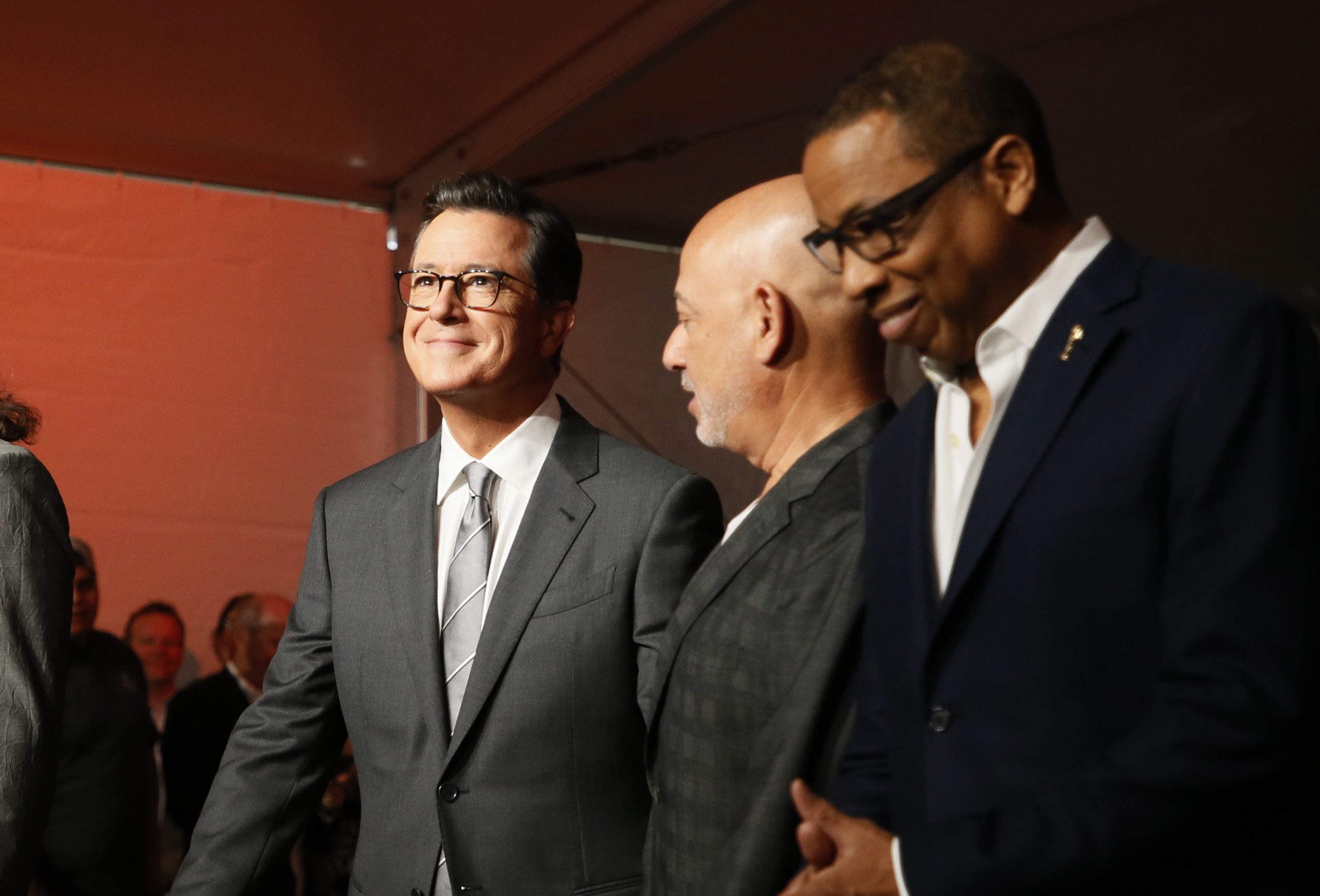 Stephen Colbert thanks first responders, digs Trump’s TV habits at Emmys