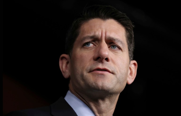 House Speaker Paul Ryan said Thursday that a painting hanging in the Capitol complex that depicts police officers as pigs is 