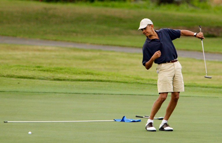 President Obama's most cherished of outdoor sporting activities, golf, is about to get greener. (AP Photo/Chris Carlson, File)
