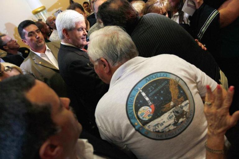 Obama hides on Earth, Newt crash lands on moon