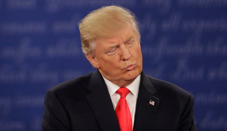 Trump mocked the women's marches staged across the United States. (AP Photo/Patrick Semansky)