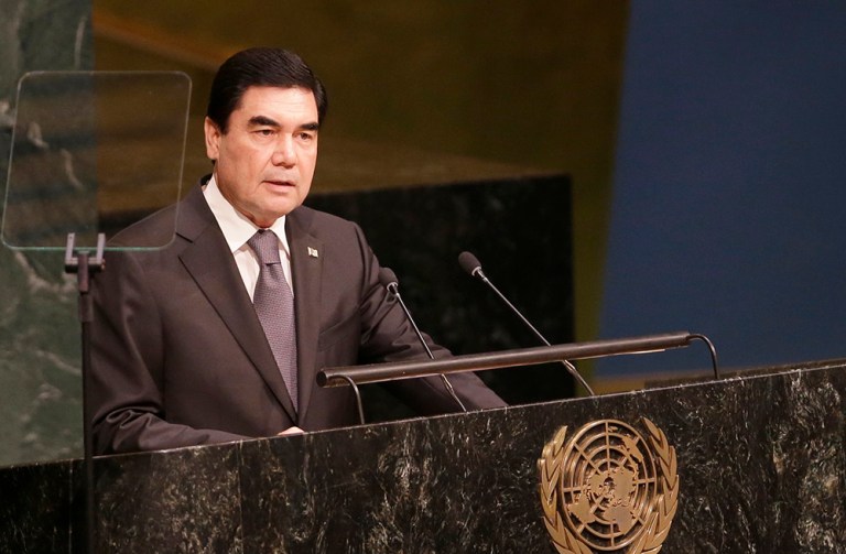 President of Turkmenistan Gurbanguly Berdimuhamedow speaking at United Nations headquarters in September 2015. (AP Photo/Mary Altaffer)