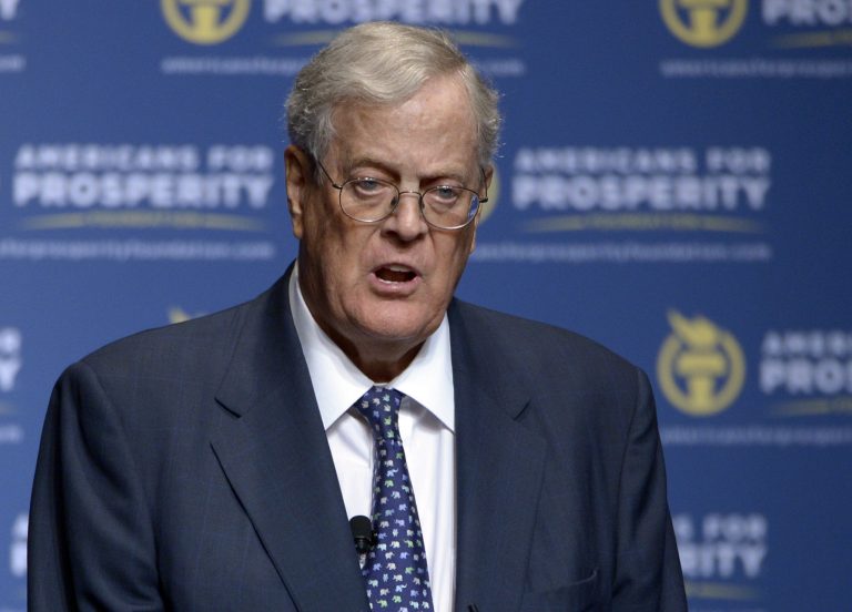 Americans for Prosperity Foundation Chairman David Koch speaks in Orlando, Fla. Americans for Prosperity is launching an effort to kill the legislative appropriation that is the key to Detroit's bankruptcy settlement.