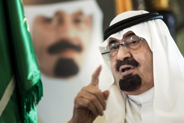 Saudi King Abdullah speaks before a meeting with U.S. Secretary of State John Kerry at his private residence in the Red Sea city of in Jiddah, Saudi Arabia. On early Friday, Jan. 23, 2015, Saudi state TV reported King Abdullah died at the age of 90. (AP Photo/Brendan Smialowski)