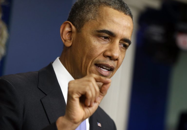 President Obama speaks during his year-end news conference in the Brady Press Room at the White House in Washington on Friday. (AP Photo/Charles Dharapak)