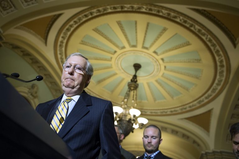 Mitch McConnell is planning to huddle with GOP rank-and-file and could make a decision on surveillance reform today, GOP aides told theÂ Washington Examiner. (AP Photo)Â 