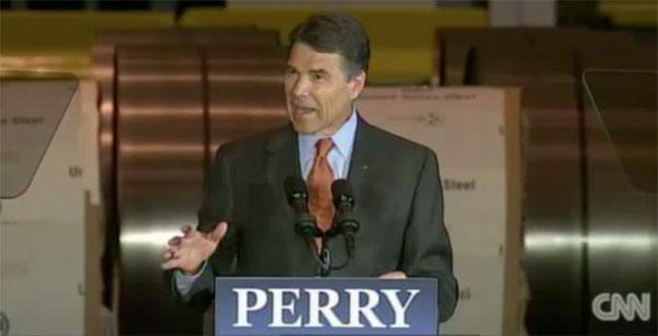 Perry embraces teleprompter in economic speech