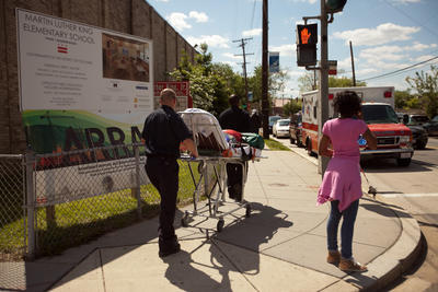 Paramedics outside King Elementary School in SE Washington last year. (Photo: Andrew Harnik/Examiner)