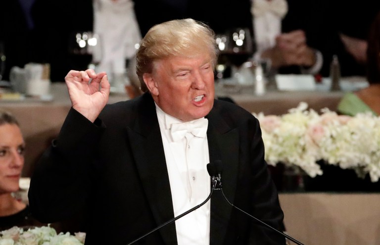 President Trump congratulated former Labor Secretary Tom Perez on becoming the new leader of the Democratic National Committee, saying his selection will be good — for Republicans. (AP Photo/Frank Franklin II)