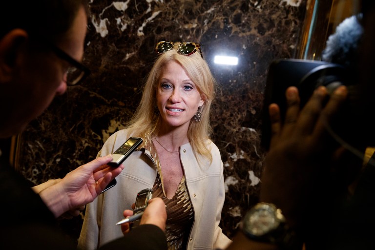 Kellyanne Conway said that the Trump family would determine in private the terms of how Trump's business will be run while he's president. (AP Photo/ Evan Vucci)