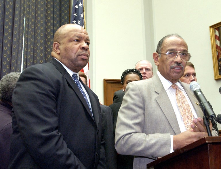 Rep. John Conyers, D-Mich., and Rep. Elijah Cummings, D-Md., want the FBI agents who have leaked information about the Hillary Clinton investigation to be found and punished, according to a letter sent to an independent investigator. (AP Photo/Evan Vucci)