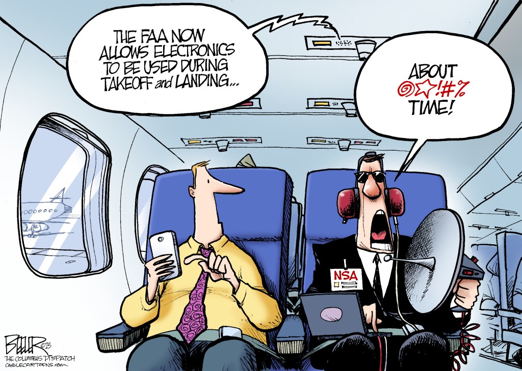 Editorial cartoon: Personal electronics
