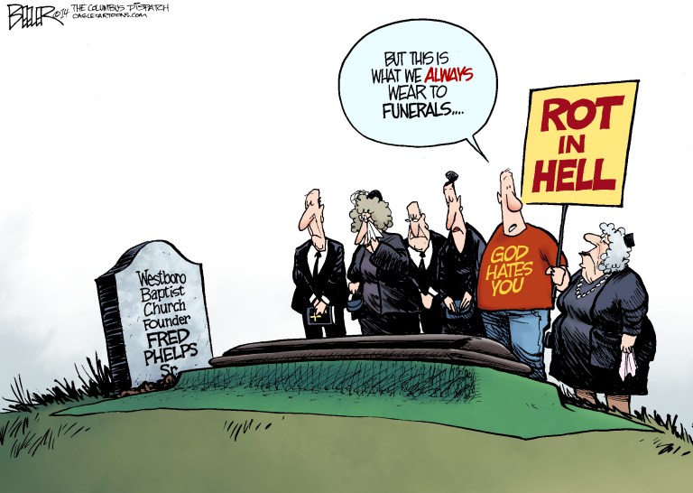 Editorial cartoon: Funeral protesting