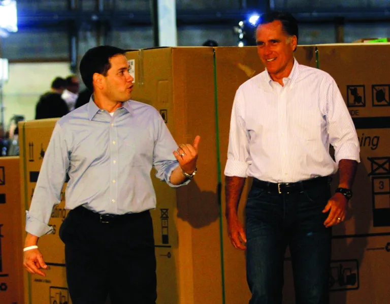 Florida Sen. Marco Rubio says Mitt Romney is quite the prankster. (Photo by Jessica Kourkounis/Getty Images)