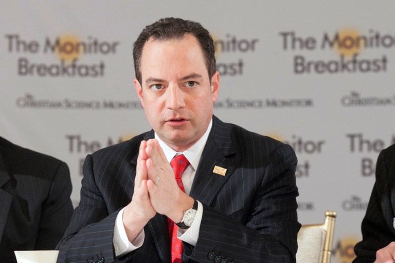 Republican National Committee Chairman Reince Priebus predicts a Republican 'tsunami' during the November elections at a breakfast hosted by the Christian Science Monitor. (Christian Science Monitor Photo/Michael Bonfigli).