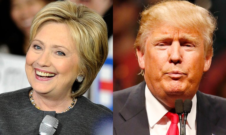 Hillary Clinton finished May with $1.2 million in debt while Donald Trump concluded 37 times that number — a $44 million deficit. (AP Photo/Jessica Hill)