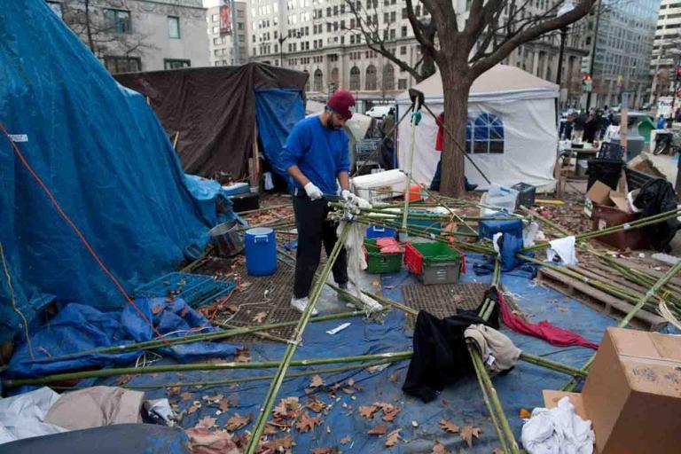 The Occupy DC camp is seen in December at McPherson Square.