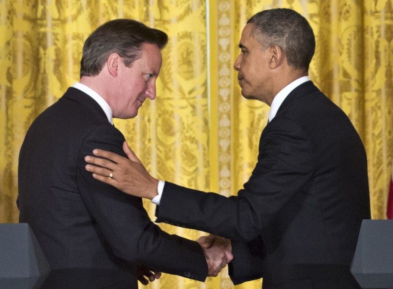 President Obama and British Prime Minister David Cameron discussed a number of issues in a phone call as âpart of their ongoing consultations on shared security challenges and advancing the special relationship,â the White House said in a statement. (AP Photo/J. Scott Applewhite)