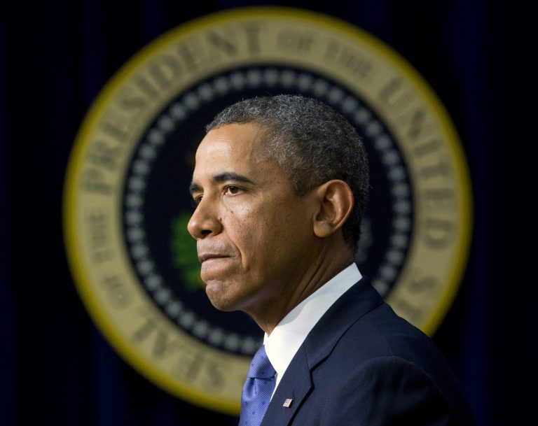 President Obama pauses as he speaks in the South Court Auditorium on the White House complex on Monday. Before speaking about the economy, Obama spoke on the shooting at the Washington Navy Yard, mourning what he called 