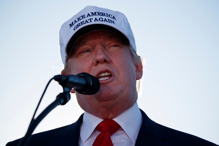 Donald Trump's defiant declaration directly contradicts his campaign manager Kellyanne Conway, who acknowledged on Sunday that the GOP nominee is behind in the polls. (AP Photo)