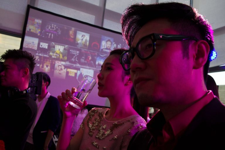 FILE - In this Aug. 26, 2014 file photo, Chinese celebrities attend the party for Sohu's online streaming website to share their passion for U.S. TV shows in Beijing, 10 days before the country's broadcast regulator says every foreign TV show and movie shown on Chinese online streaming sites will have to be approved by authorities by April or else go offline, in a tightening of control over the online industry. Now on Thursday, Oct. 9, China's state media reported Chinese authorities have ordered television stations, cinemas, online entertainment sites and other outlets not to show works by entertainers found to have been involved in vice crimes such as using drugs or visiting prostitutes. (AP Photo/Ng Han Guan, File)
