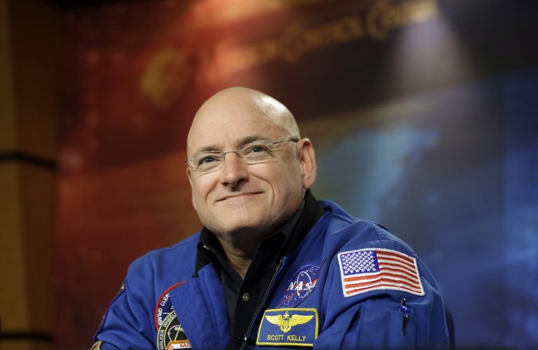   NASA astronaut Scott Kelley listens to a question about his scheduled mission aboard the International Space Station during a briefing Wednesday, Dec. 5, 2012, at Johnson Space Center in Houston. Kelly and Russian cosmonaut Mikhail Kornienko will spend an entire year aboard the International Space Station beginning in 2015. (AP Photo/David J. Phillip)  