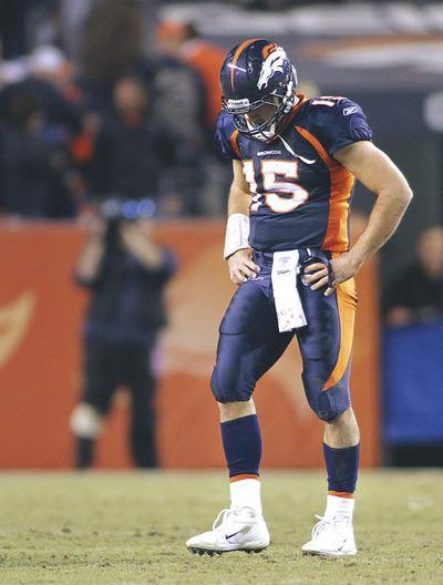 Marc Piscotty/Getty Images
Tim Tebow went 30-for-73 with one touchdown and seven turnovers as the Broncos lost three straight to end the regular season.