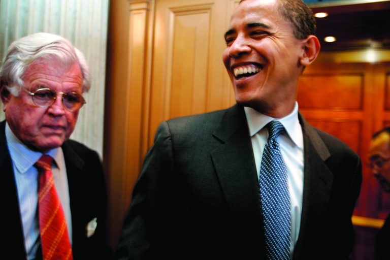 President Obama with the late liberal lion, Sen. Edward Kennedy.