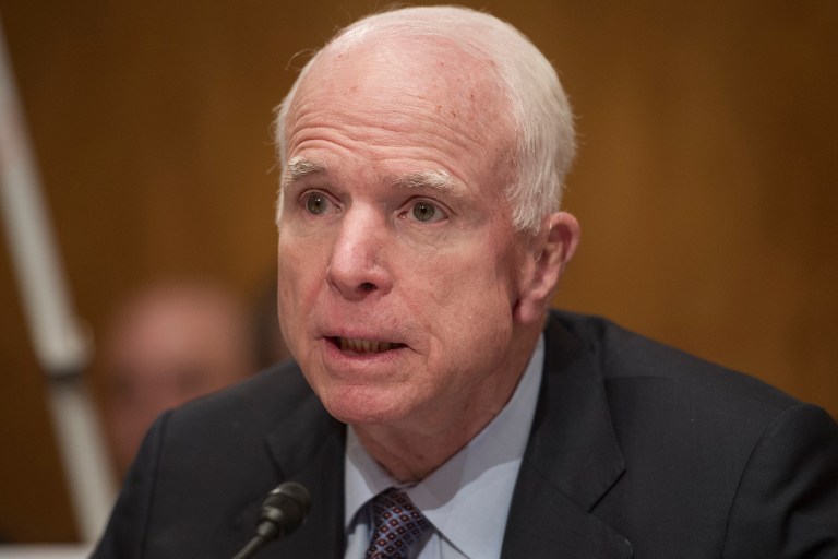McCain has urged Trump to use more force to fight Syrian President Bashar Assad's war on his own people. (AP Photo/Cliff Owen)