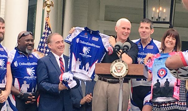 Mike Pence thanks bike riders who raise money for wounded vets