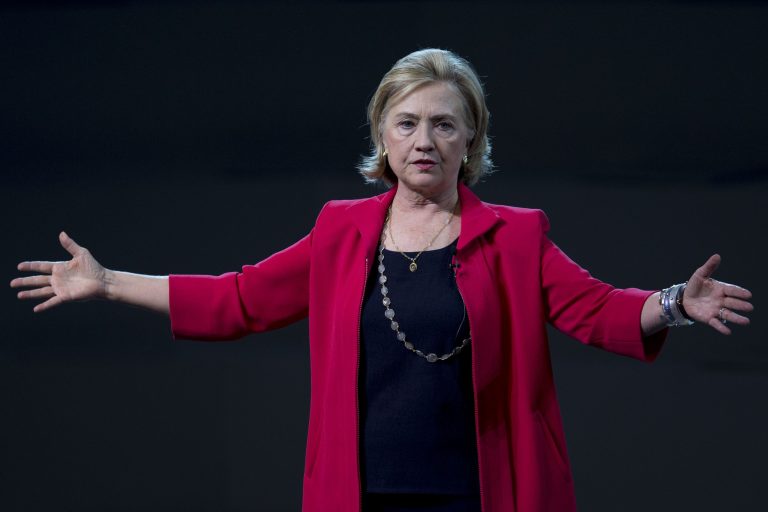 Only 43 percent of U.S. voters hold a favorable opinion of the former Secretary of State Hillary Clinton, while 41 percent of voters have a negative view, according to a Wall Street Journal/NBC News poll released Tuesday. (AP Photo)
