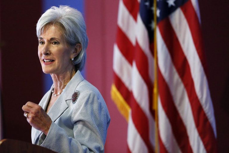 HOLD FOR RELEASE AT 12:01 A.M. EDT ON WEDNESDAY, SEPT. 25, 2013, AND THEREAFTER - FILE - In this Aug. 22, 2013, file photo, Health and Human Services Secretary Kathleen Sebelius speaks during an event discussing the federal health care overhaul in Philadelphia. With new health insurance markets launching next week, the Obama administration is unveiling premiums and plan choices for 36 states where the federal government is taking the lead to cover uninsured residents. The overview of premiums and plan choices, being released Sept. 25 by Sebelius, comes as the White House swings into full campaign mode to promote the benefits of the Affordable Care Act to a skeptical public. (AP Photo/Matt Rourke, File)