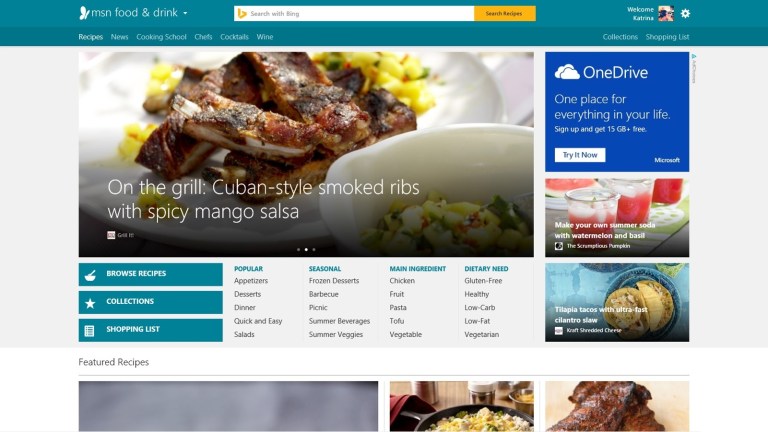 This screen shot provided by Microsoft shows a recipe page on MSN's new Food and Drink site. Microsoft is giving its MSN news portal a crisper look, new lifestyle tools and seamless syncing across devices. (AP Photo/Microsoft)