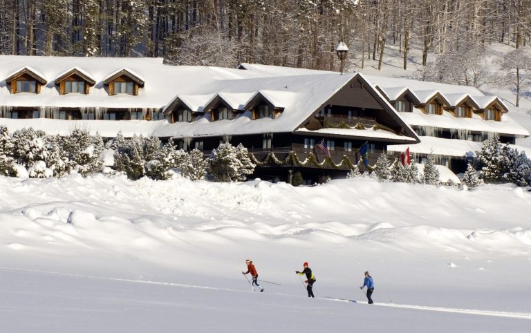   This undated photo provided by the Trapp Family Lodge shows cross-country skiers outside the lodge in Stowe, Vt. The lodge is owned by the famous singing family from 