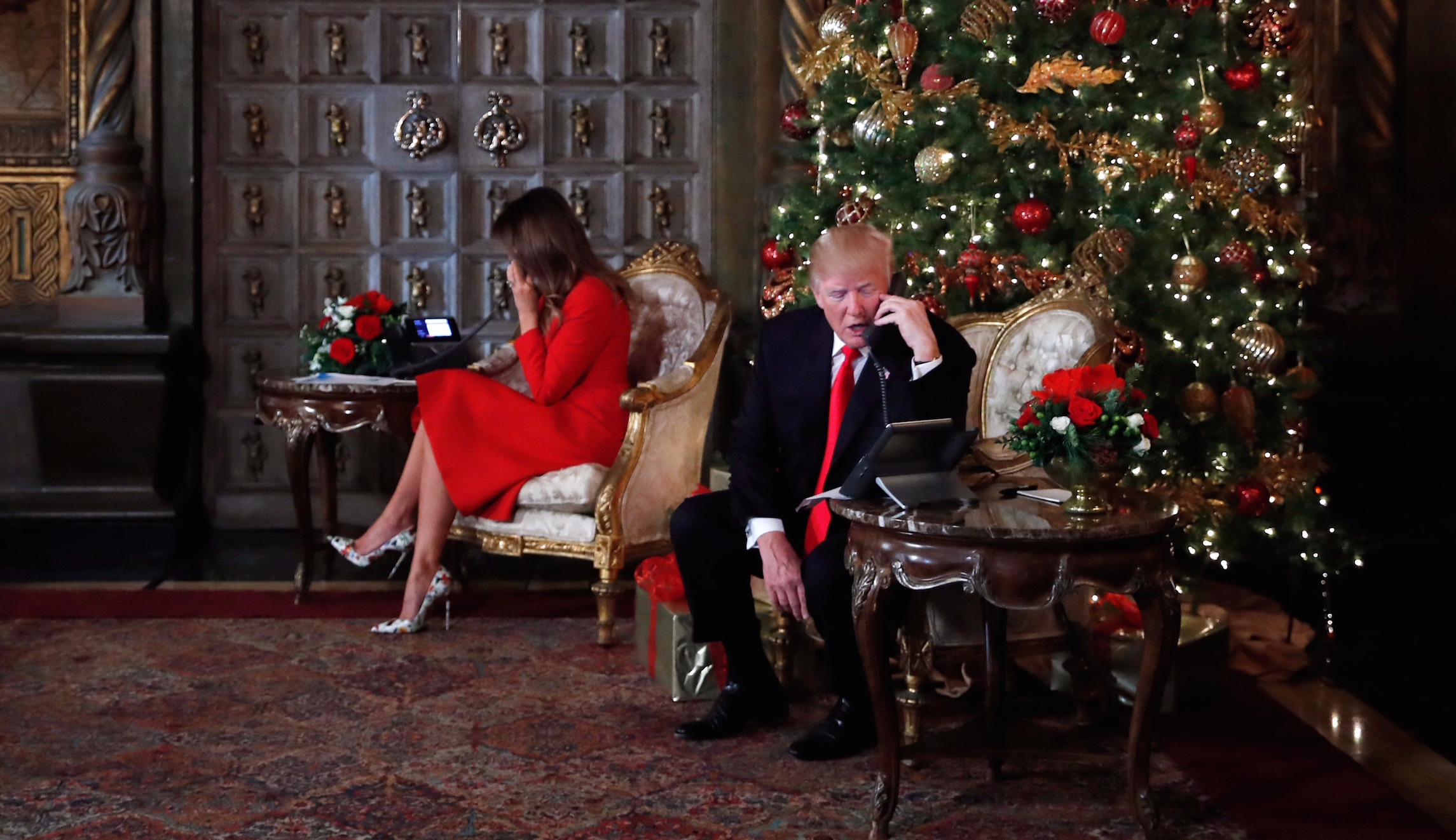 Donald and Melania Trump take children’s Santa calls
