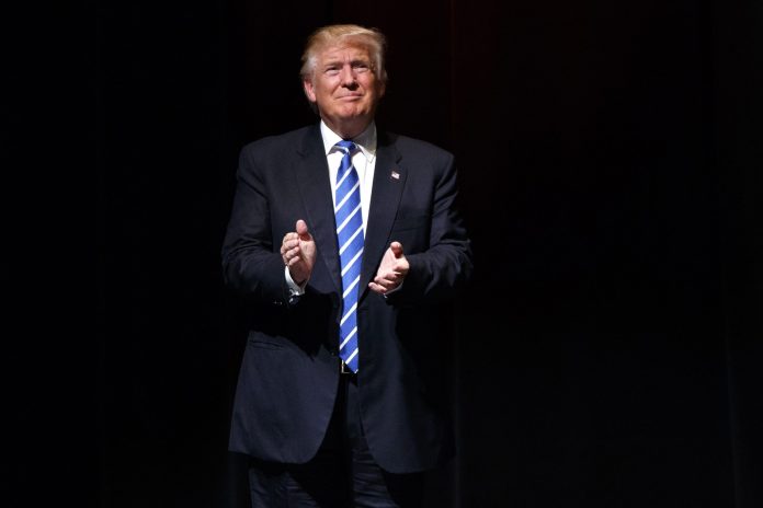 'There's something about him I do like. I'm embarrassed to admit it,' Trump says. (AP Photo/Evan Vucci)