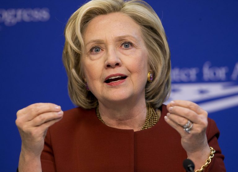 Former Secretary of State Hillary Rodham Clinton speaks at an event in Washington last week. (AP Photo/Pablo Martinez Monsivais)